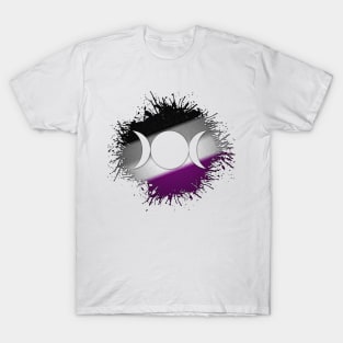 Paint Splatter Asexual Pride Flag Triple Goddess Moon Symbol T-Shirt